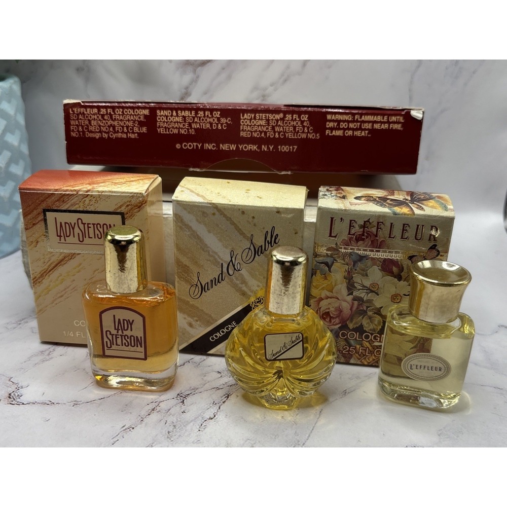 VINTAGE COTY PERFUME COLLECTION GIFT SET LADY STETSON SAND & SABLE L'EFFLEUR NEW